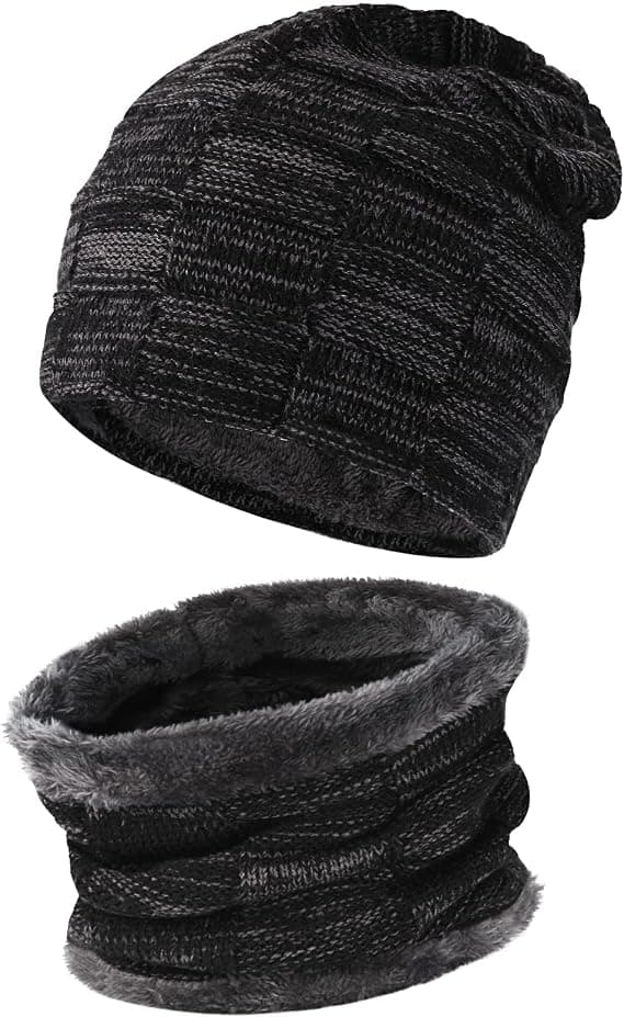 Vintermössor Halsduk Set Varma Stickade Mössor Skull Cap Nackvärmare
