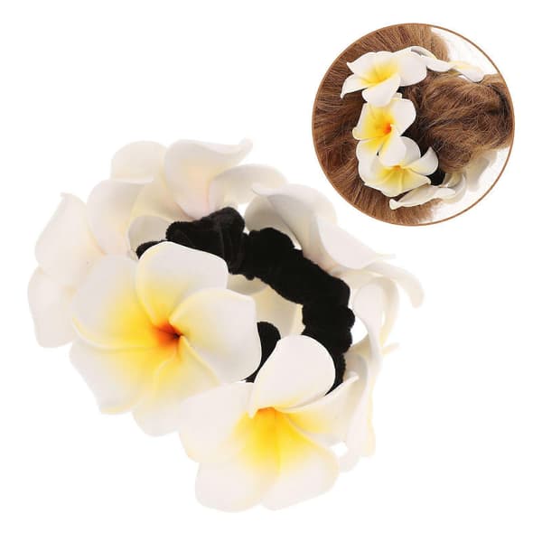 Hårscrunchie Dam Hårsnodd Blomma Hårsnodd Hästsvans Hårband Hawaiiansk Blomma Hårsnodd