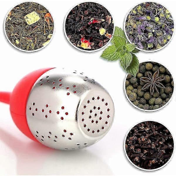 4 stk. teinfuser i rustfritt stål og silikon - tesil med lokk og skål - teinfuser (grønn oransje blå rød)