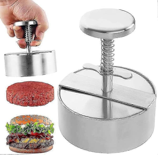 Burgerpresse i rustfritt stål - Burgermaker, hamburgerform, perfekt for grill og kjøkken