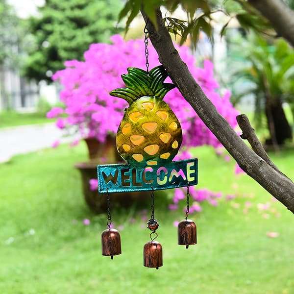 Ananas Vindspel Järn Ananas Form Välkomstskylt Ornament G