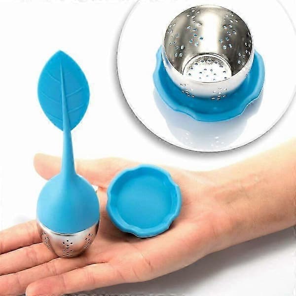 4 stk. teinfuser i rustfritt stål og silikon - tesil med lokk og skål - teinfuser (grønn oransje blå rød)