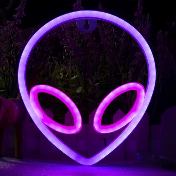 Mors Dag Present Rosa och Blå Alien LED Neonljus - Cool Vägg