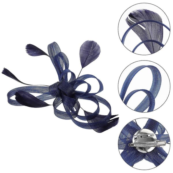 Bryllup Brude Fascinator Hårklemme Broche Nål Hårtilbehør (Navy Blå)