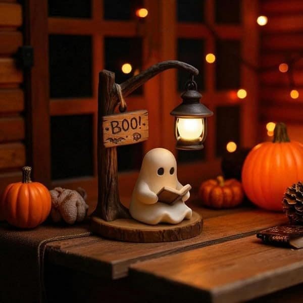 Halloween Spøkelsesfigur, Spøkelse Leselampe Design: Unik 3D Nattlys, Gave og Skrivebordsdekorasjon