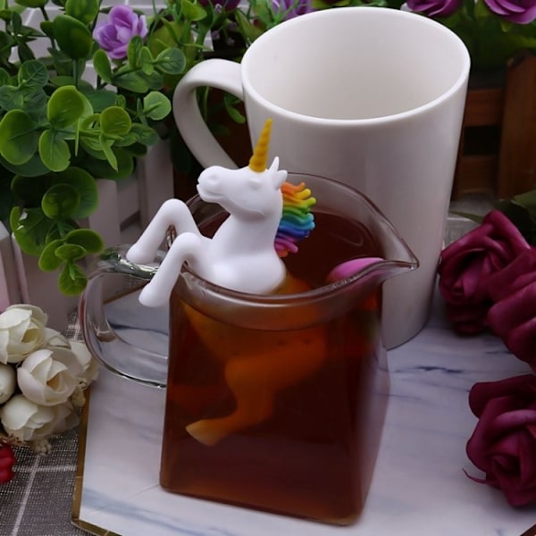 Tesil / Tehållare i Silikon - Ponny / Unicorn - Enhörning Vit