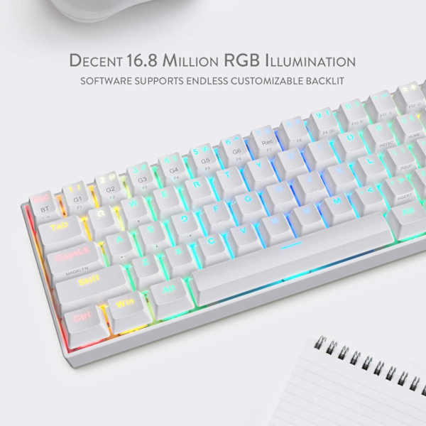 60% Kompakt RGB Trådlöst Mekaniskt Tangentbord, 61 Tangenter TKL Designat 5.0 Bluetooth Speltangentbord med Blå Brytare och 16,8 Miljoner RGB-belysning för