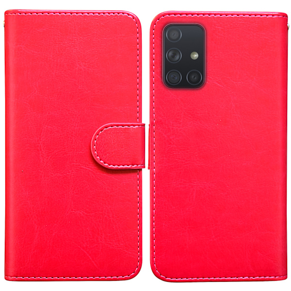 Galaxy A51, Lædercover, Beskyttelse, Rosa Rosa