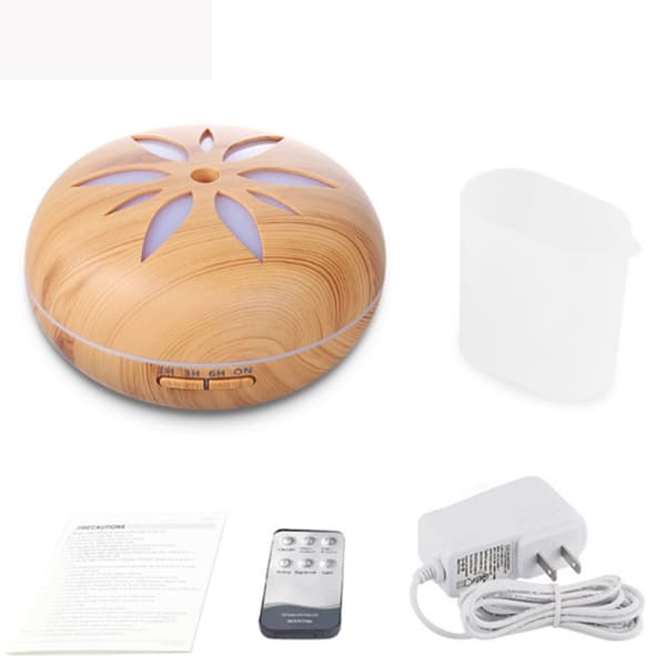 Aroma Diffuser, 550ML Luftfukter Ultralydforstøver, Romfukter Aromaterapi Oljer Duftlampe med 7 Farger LED Lyst Tre