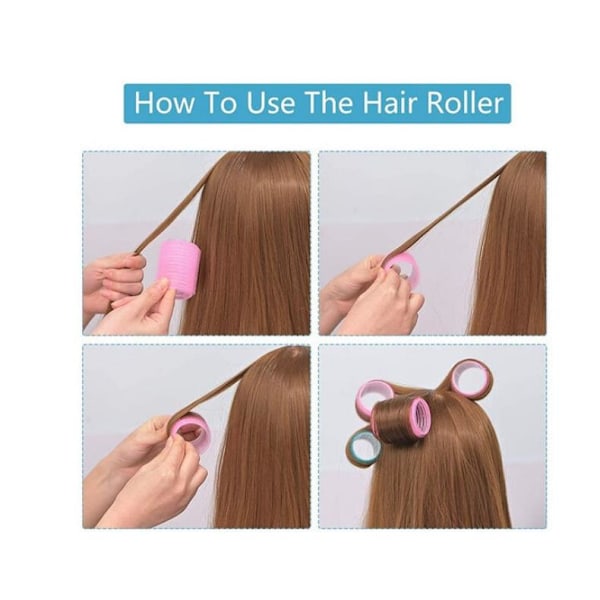 Kardborreband Självhäftande Hårrullar Bangs Rulle Fluffy Hårrot Rulle Inre Färg Nylon Luft Rullar Hårspolar - Färg Slumpmässig, 4cm, 6st
