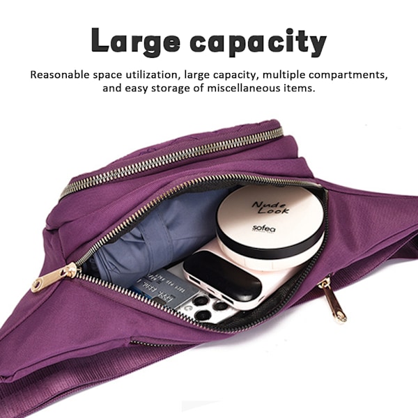 Män Kvinnor Dragkedja Tryckt Bröstväska Bum Bag Midjeväska purple