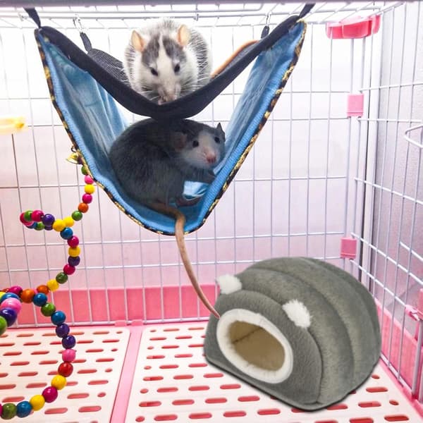 Vinter Hamsterhus, Grå Husdjur, Mysig och Varm Säng Lämplig för Små