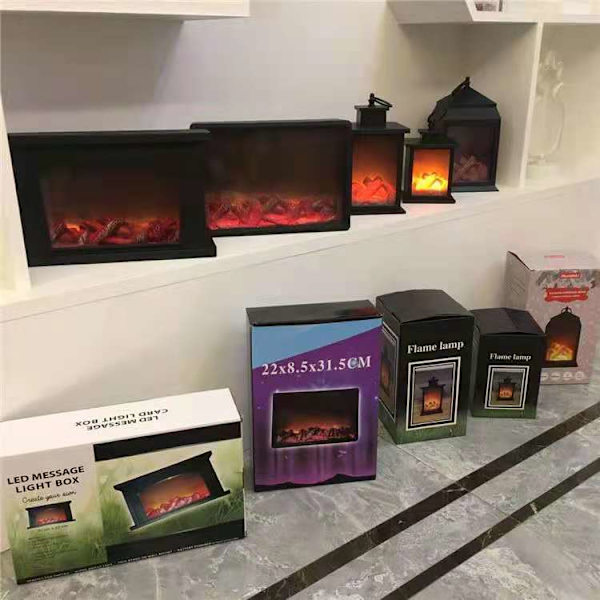 1-pack LED-låda med flammor, trendig retrostil, portabel eldstad