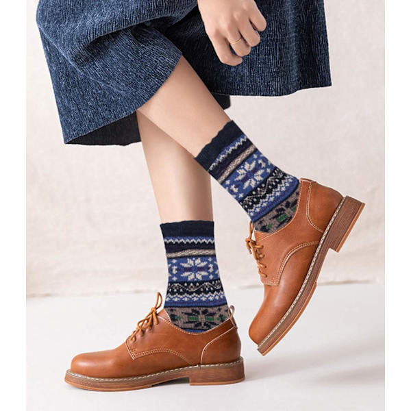 5 par dam vinterstrumpor, varma bomullsullstrumpor unisex present 36-
