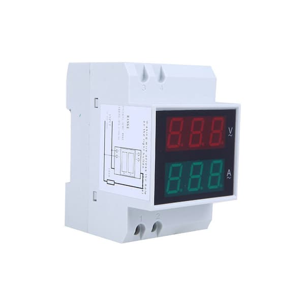 Digital Volt Ampere Meter, Bred Användning DIN-skena Montering Hög Noggrannhet Dubbel Display Voltmeter Amperemeter, LED Digital Tub Lättläst för Diverse
