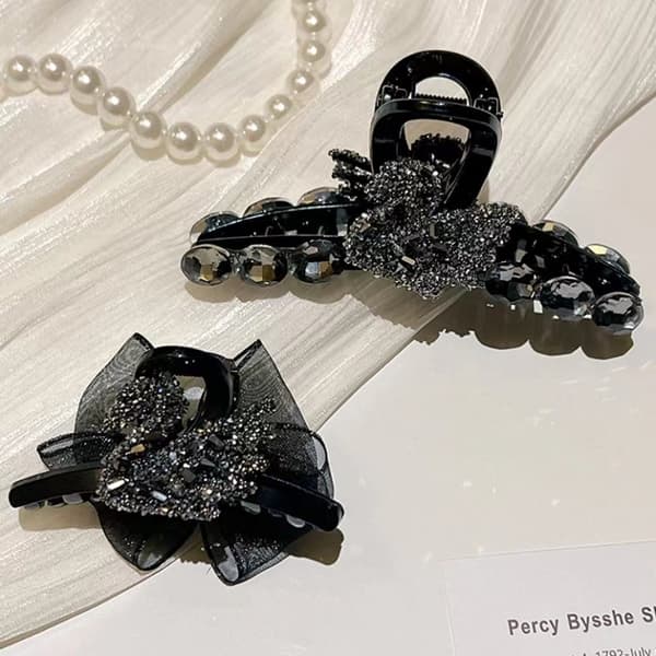 2 stk. Full Diamond Black Swan Grab Clip, for kvinner bak på hodet