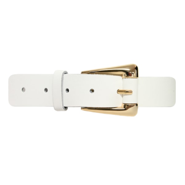 Vitt 30mm damskärp i kalvläder 85 cm (midjemått)