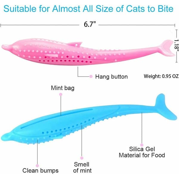 Fiskelegetøj til kat, 3 stk. katte-tandlegetøj, silikone-tyggelegetøj til kindtænder