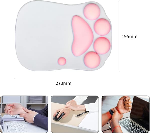 Musematte med kattepote og håndleddsstøtte, bærbar sklisikker ergonomisk G