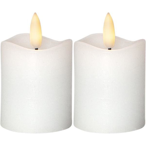 Blockljus 2 -pack Flamme LED m timer, vita Vit