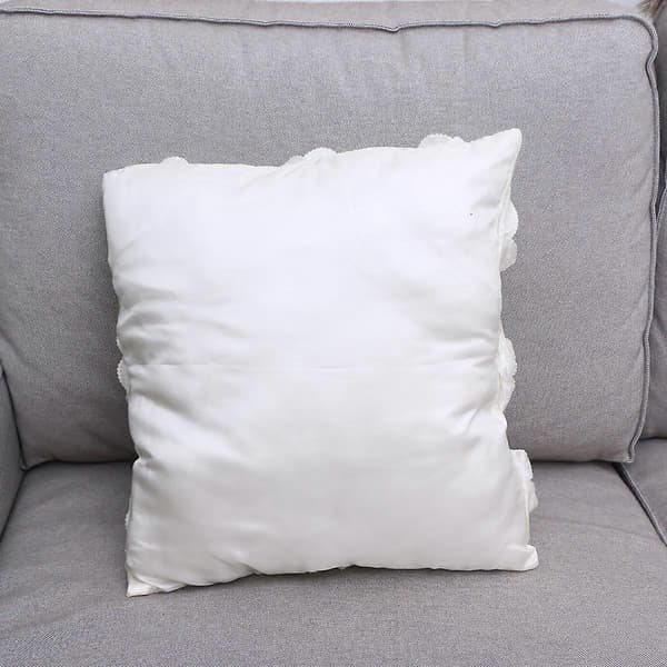 42X42CM 3D Rosblomma Fyrkantigt Prydnadskuddfodral Soffa Hem Rum Bilstolsdekor (Vit)
