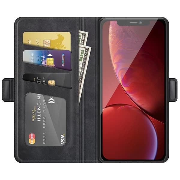 Flip-lompakkokotelo iPhone 13 Pro Maxille - Musta