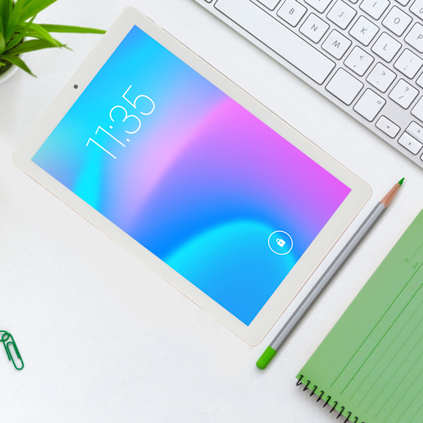 10,1-tums surfplatta för Android 11.0 2.4G 5G WiFi Dual Band 6GB RAM 128GB ROM 1960x1080 IPS Samtalssurfplatta 100‑240V Röd EU-kontakt