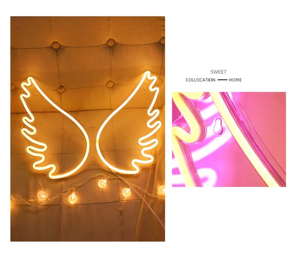 Neon Skyltar Vinge LED Neon Nattlampa Konst Väggdekor Present till Flicka