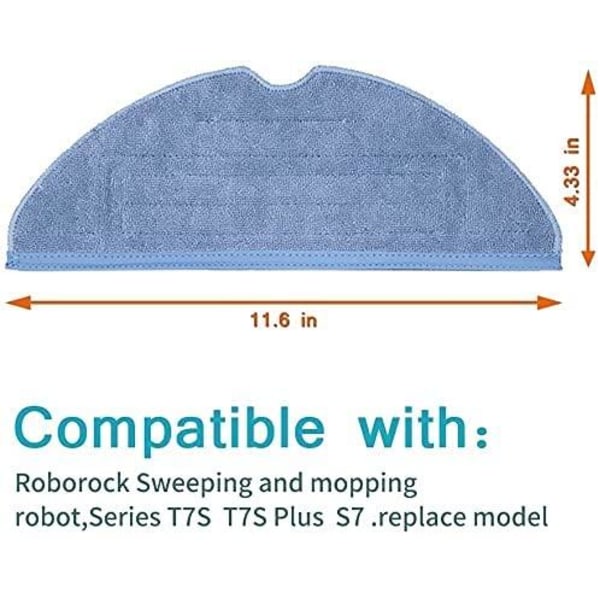 4 st Moppdukar Kompatibla med Xiaomi Roborock S7 Blå