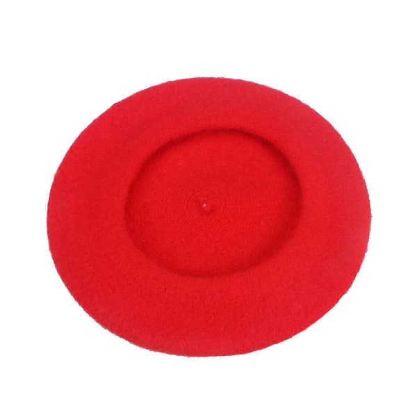 Barn Jenter Varm Fransk Stil Beret Lue Solid Beanie Vinter Høst (Rød)