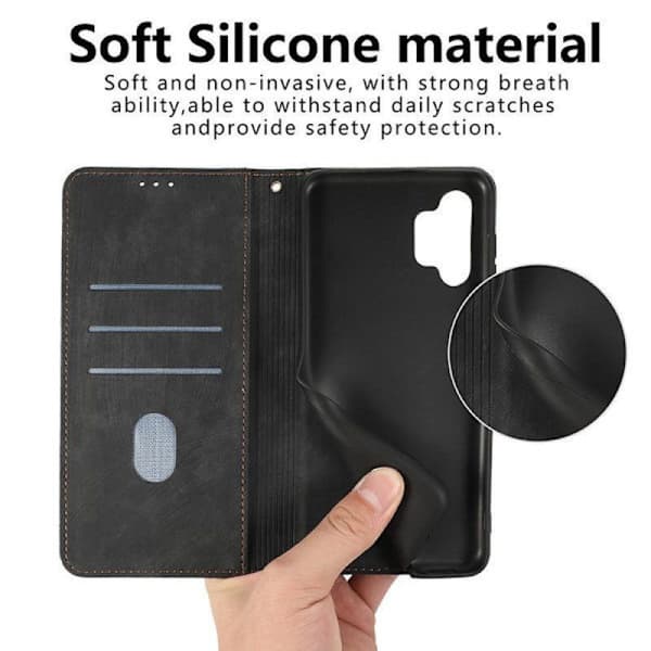 (For Samsung S24) Embossed Butterfly Leather Phone Case with Card Slots Black Rød