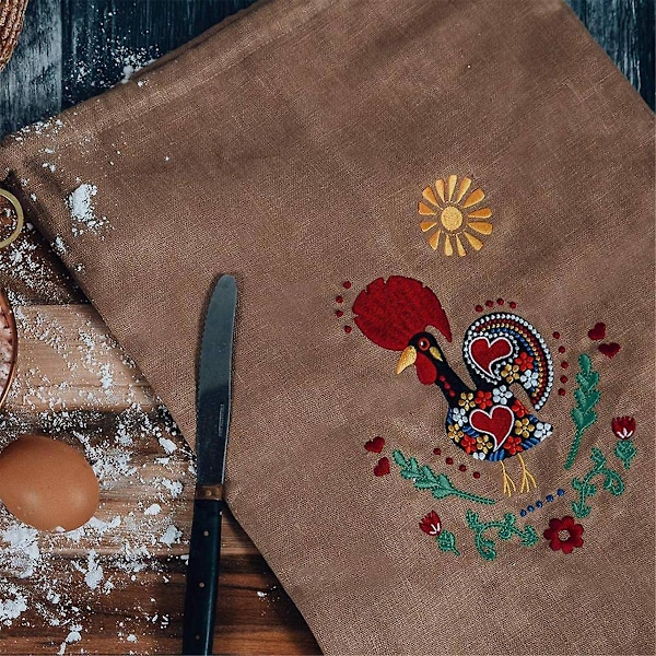 Brödpåsar, Broderad Set Om 2 Återanvändbara Brödpåsar För Hemgjort Bröd Med Dragkedja - Surdeg white