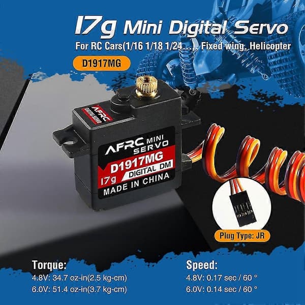 D1917mg Mini Metal Digital Servo For 1/16 1/18 1/24 RC Fastvinge Helikopter DIY Montering Oppgradering