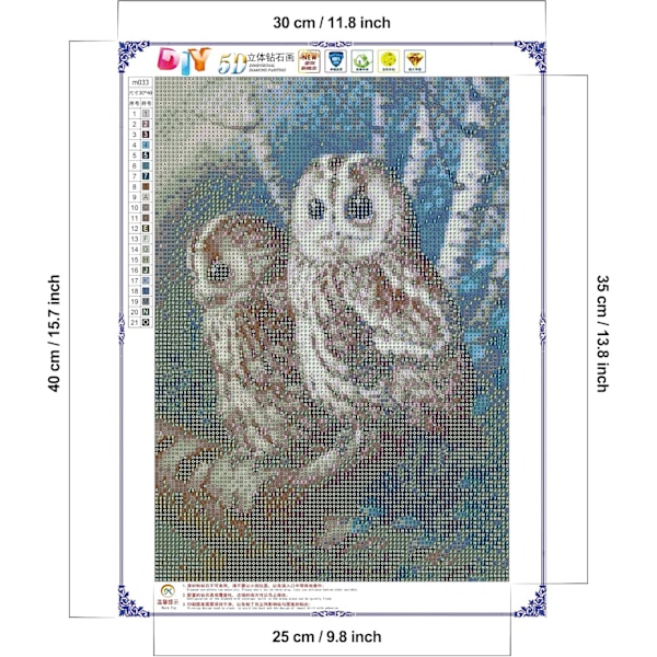 Måla efter siffror för vuxna, Diamond painting Uggla Diamantmålning