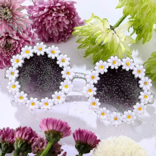 3 pakker Retro Daisy Solbriller For Kvinner Blomst Runde Disco Solbriller Nye Blomsterbriller For Voksne Barn - XC