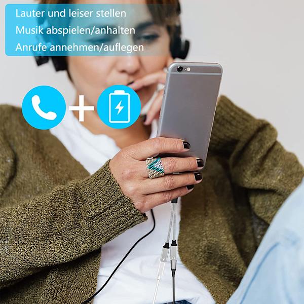 USB C-adapter hodetelefoner og lading, USB C-splitter 2 USB C, 2 i 1