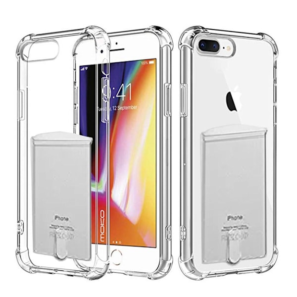 iPhone 7 Plus - Silikonskal med Korthållare FLOVEME Transparent/Genomskinlig