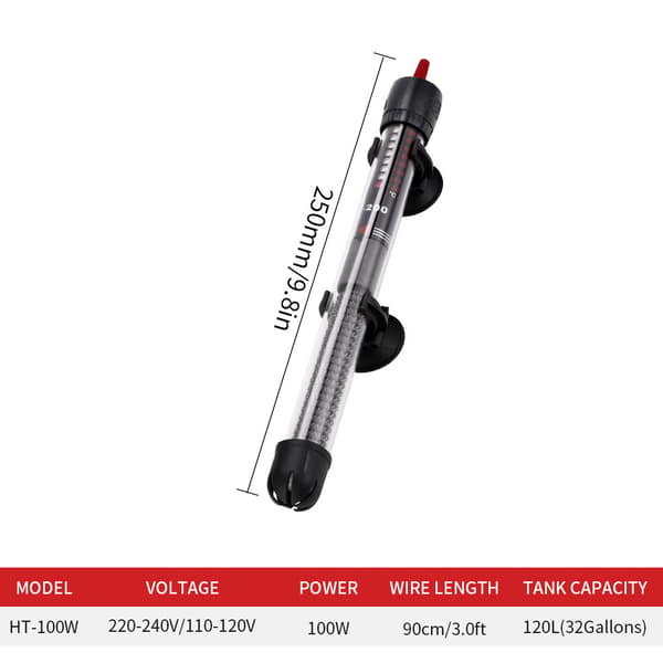 1 stk 100W Akvarievarmer, Automatisk termoregulering, EU-plugg