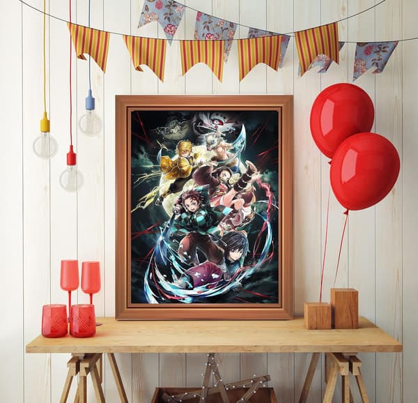 DIY Animasjon Demon Killer Diamantkunst 5D Korsstingkunst Broderi