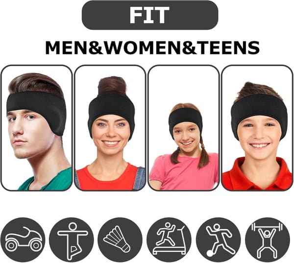 1 PC grått vinterpannebånd for kvinner og menn, ørevarmer