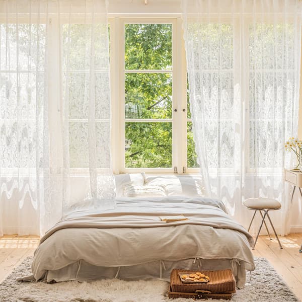Bredd×Höjd: 140×250cm (2 delar) gardin elegant spets, pärlor, rullgardinstång
