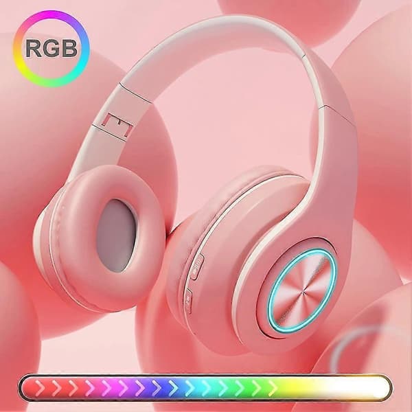 Bluetooth 5.0 Trådløst TF-kort 3,5 mm Jack RGB Lys Stereo Headset Hovedtelefoner