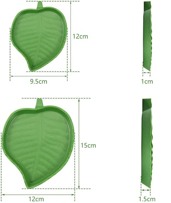 2 stycken bladformade reptilvattenmatskålar för drickande