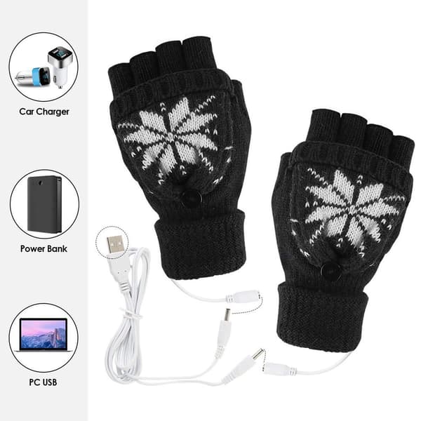 Sorte USB Dobbeltsidede Opvarmede Handsker