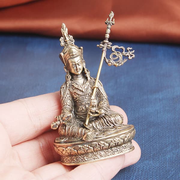 Messing Buddha-statuepynt Tibetansk Guru Padmasambhava Buddha