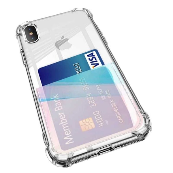 Stöttåligt Skal med Kortfack Förstärkta Hörn iPhone X / XS Transparent