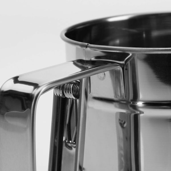 Handhållen mjölsikt för bakning, dubbla lager i rostfritt stål med finmaskigt nät för enkel siktning, silver (1 st)