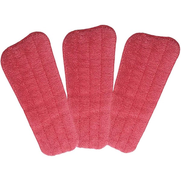 Mikrofiber Spraymopp Ersättningshuvuden, Perfekt För Hemmet, Konstruerade Golv, Lätt Att Använda, Set Med 3 Röda Mikrofiber Rengöringsdynor För Trägolv