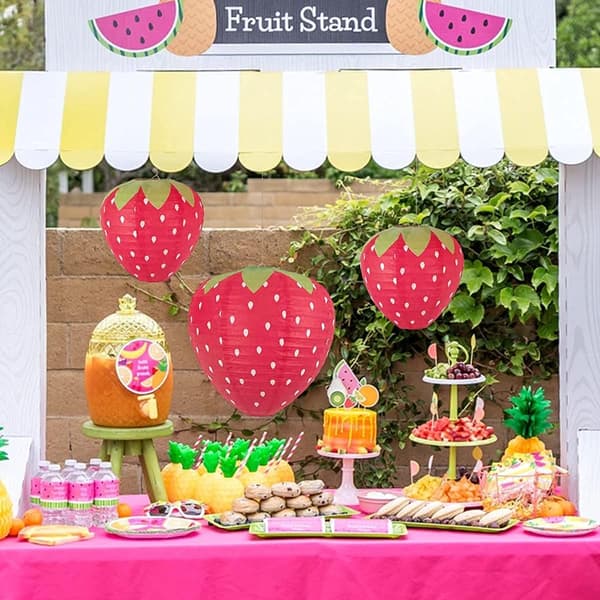 3-pack Stora Jordgubbsfestdekorationer Frukt-tema Festdekor