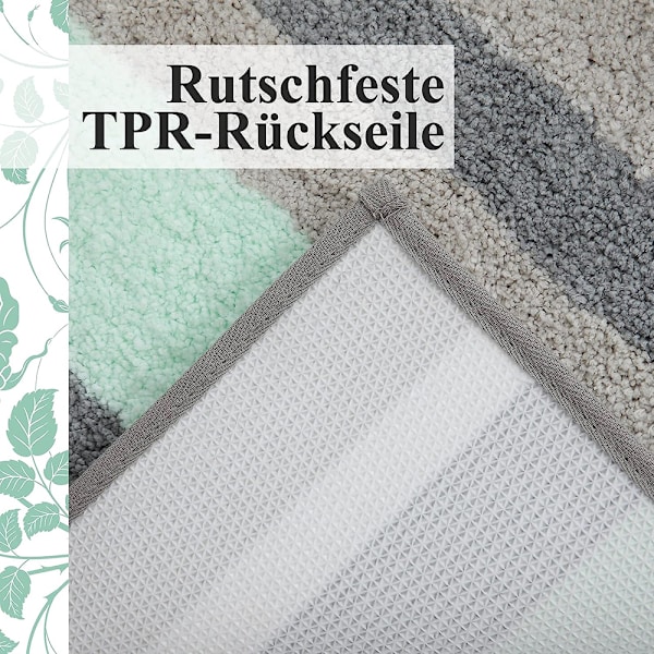 Lyxig Vadderad Badrumsmatta För Olika Rum, Mikrofiber Randig Extra Tjock Absorberande Badrumsmattor Med Premium Fiberlåsning, Mjuk Och Ryamatta Non